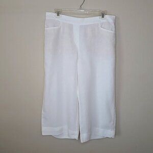J. Jill Love Linen Pants Wide Leg Cropped White MP Lagenlook Beachy